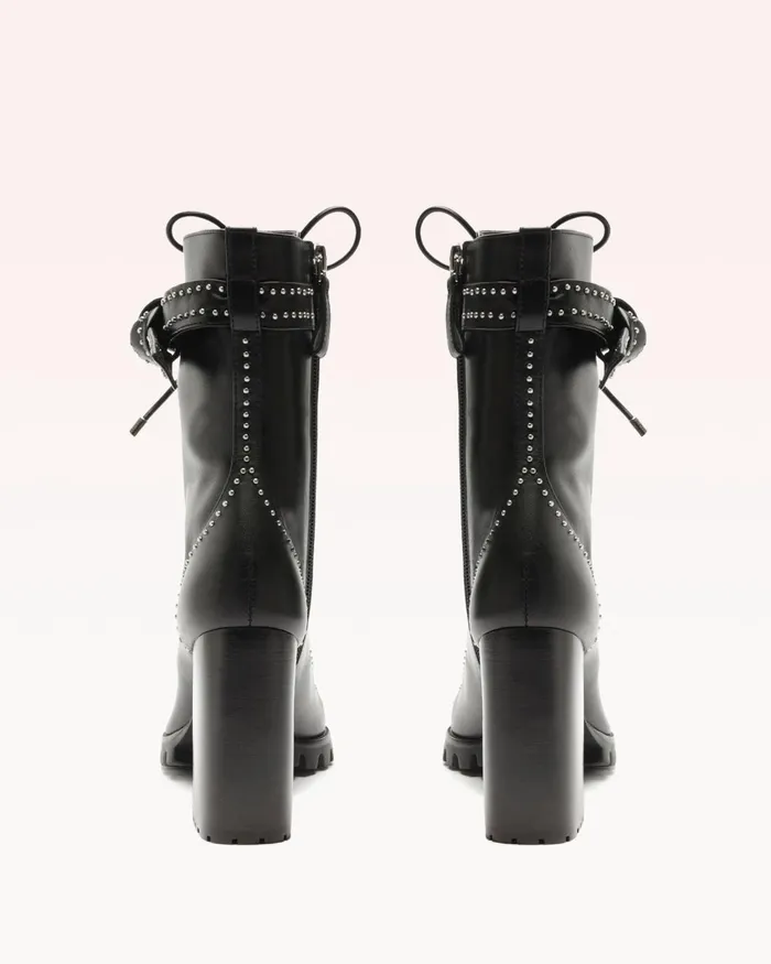Evelyn Studded Combat Boots 8211 Black Lace Up Booties Black Women Alexandre Birman Boots