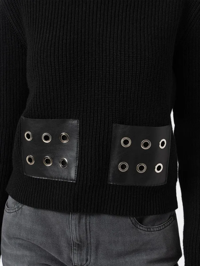 Eyelet Rib Knit Sweater 8211 Black Black Women Saint And Sofia Knitwear