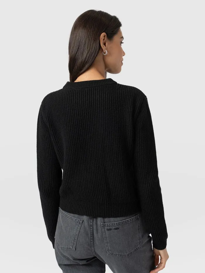 Eyelet Rib Knit Sweater 8211 Black Black Women Saint And Sofia Knitwear