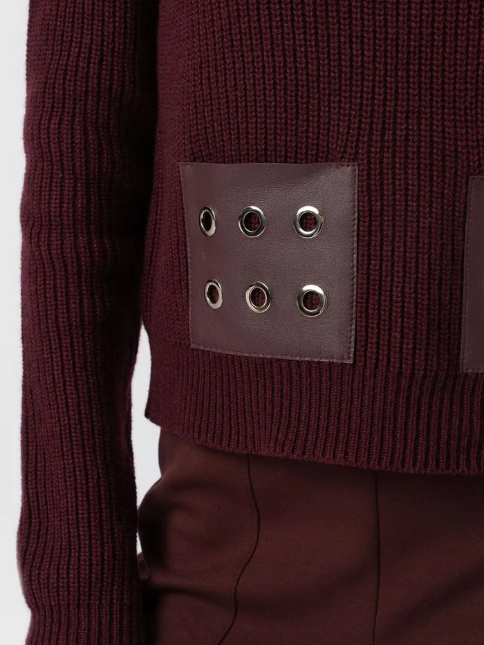 Eyelet Rib Knit Sweater 8211 Maroon Maroon Women Saint And Sofia Knitwear