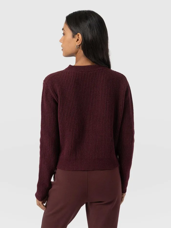 Eyelet Rib Knit Sweater 8211 Maroon Maroon Women Saint And Sofia Knitwear