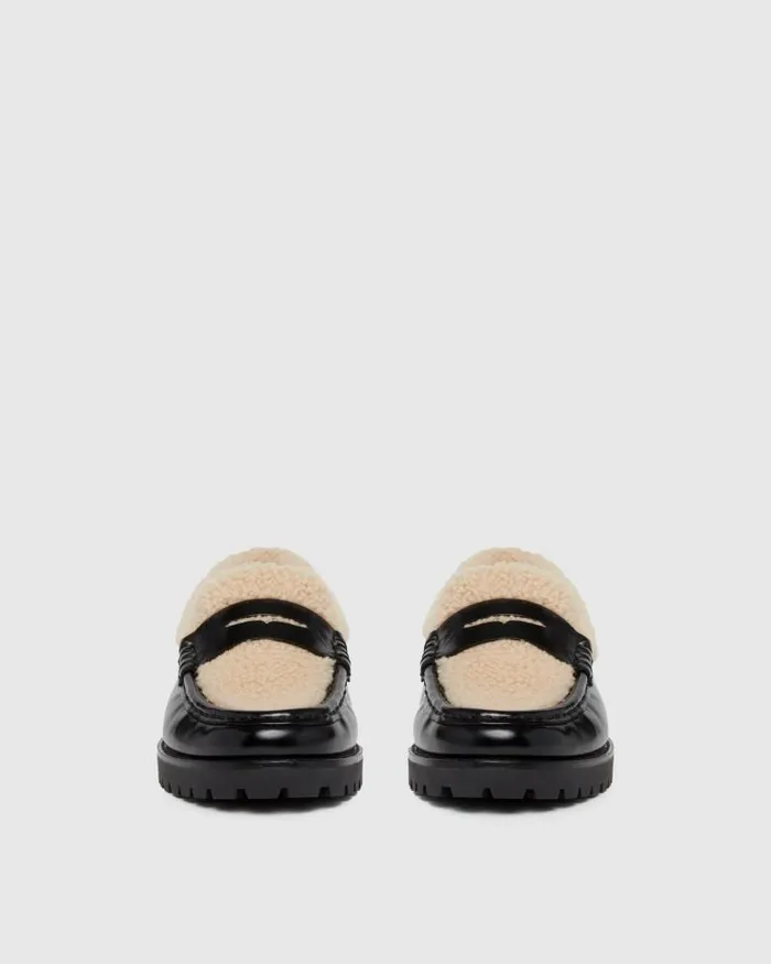 Flats Women PAIGE Ellis Shearling Loafer 8211 Black Leather