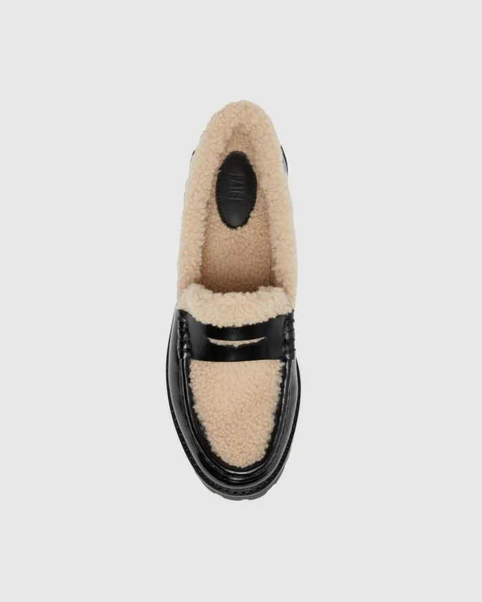 Flats Women PAIGE Ellis Shearling Loafer 8211 Black Leather