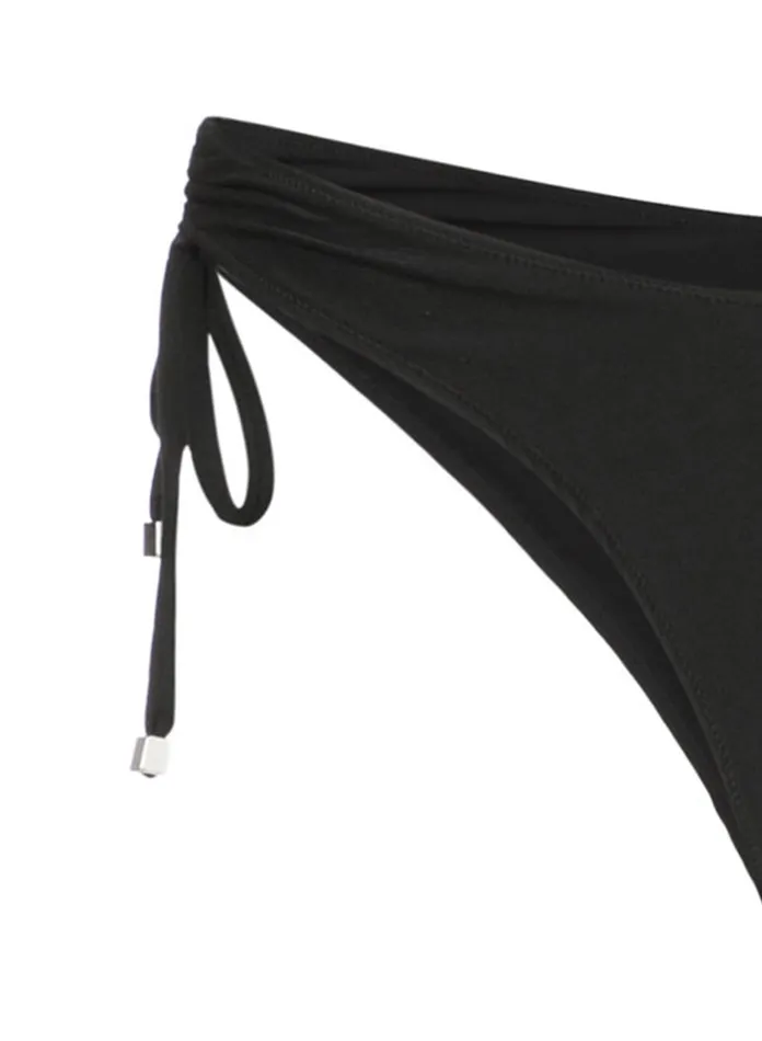 Fleur Du Mal Bikinis Women High Leg Bikini Bottom With Rouching Black Fleur Du Mal Bikinis Women High Leg Bikini Bottom With Rouching Black