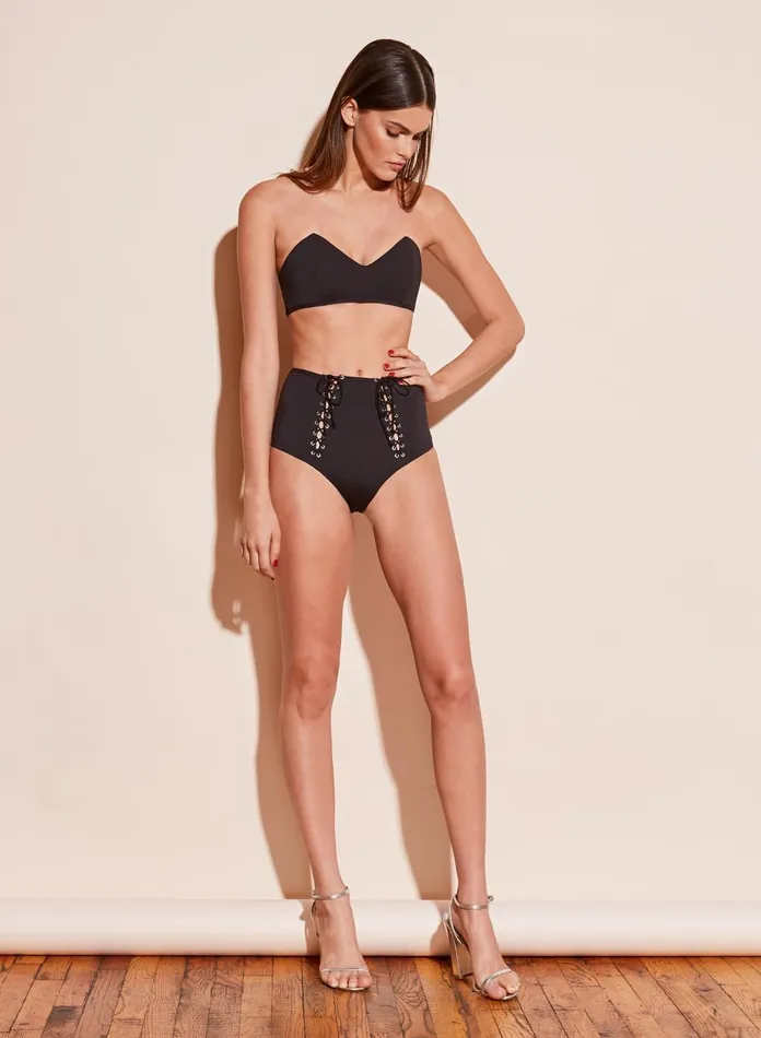 Fleur Du Mal Bikinis Women Lace Up High Waist Bikini Black Fleur Du Mal Bikinis Women Lace Up High Waist Bikini Black