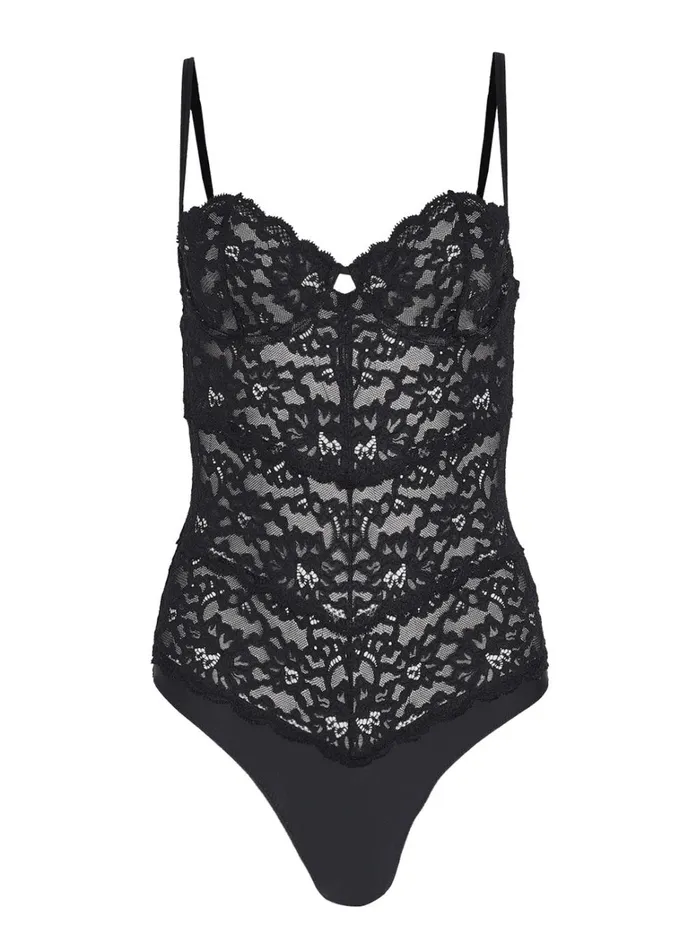 Fleur Du Mal Bodysuits Women Charlotte Balconette Bodysuit Black