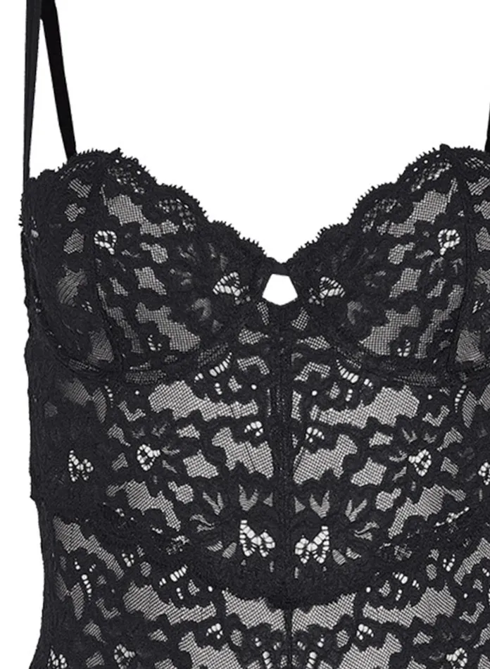 Fleur Du Mal Bodysuits Women Charlotte Balconette Bodysuit Black