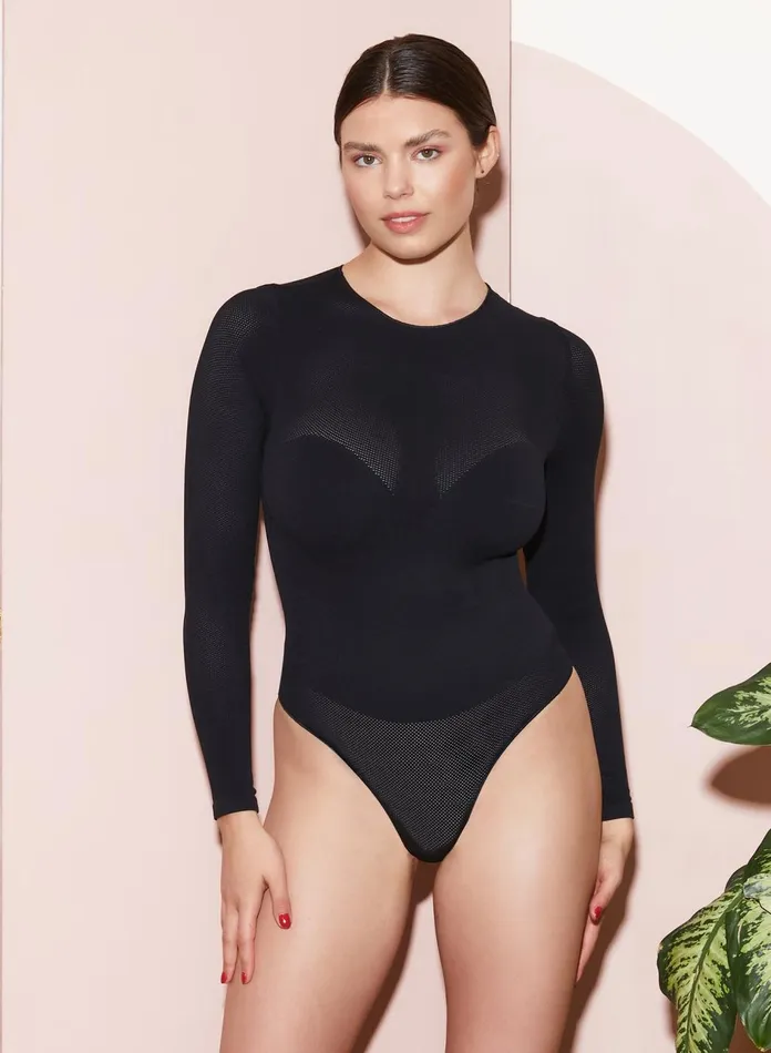 Fleur Du Mal Bodysuits Women Le Body Long Sleeve Control Bodysuit Black