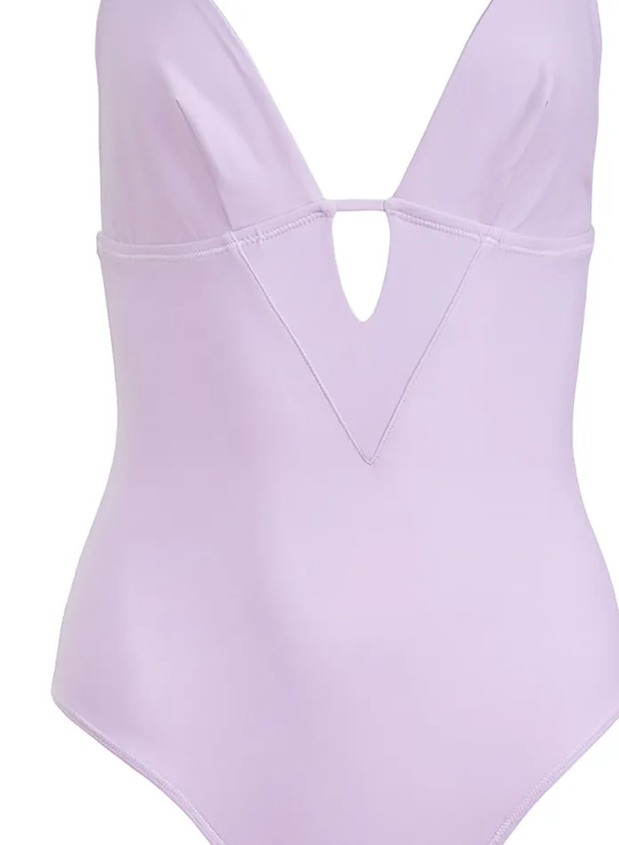 Fleur Du Mal Bodysuits Women V Neck Bodysuit Light Lilac Fleur Du Mal Bodysuits Women V Neck Bodysuit Light Lilac