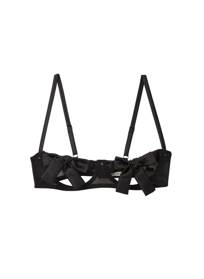 Fleur Du Mal Bras Women Bow Embroidery Peekaboo Bra Black Fleur Du Mal Bras Women Bow Embroidery Peekaboo Bra Black