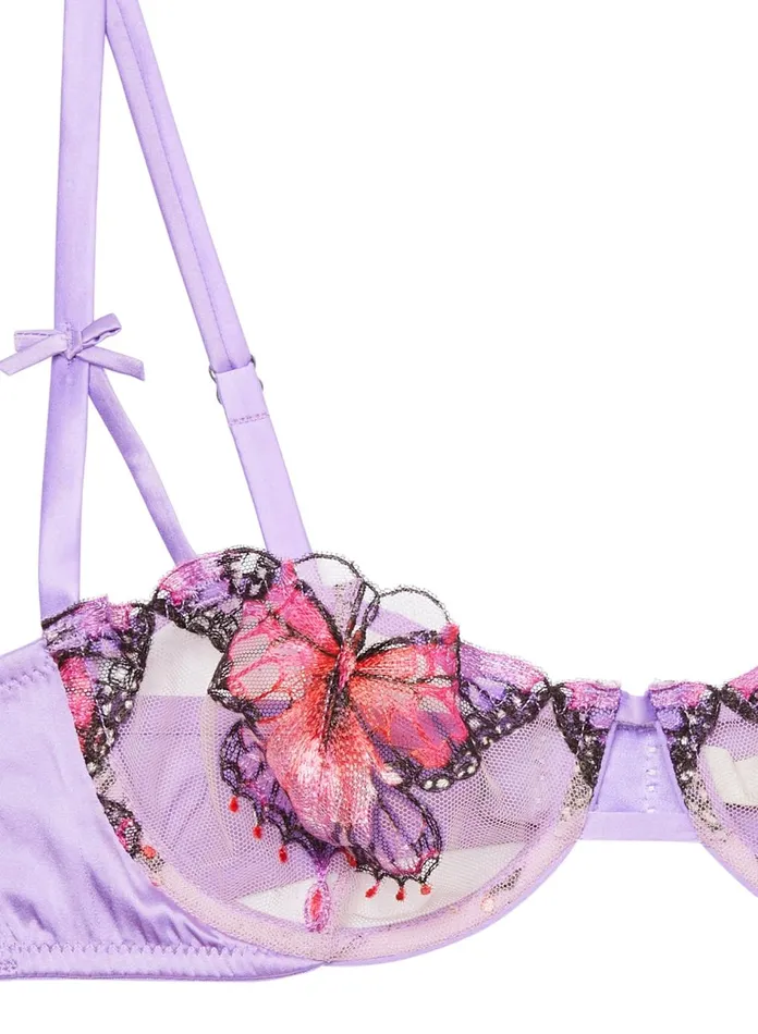 Fleur Du Mal Bras Women Butterfly Embroidery Balconette Bra Light Lilac Fleur Du Mal Bras Women Butterfly Embroidery Balconette Bra Light Lilac