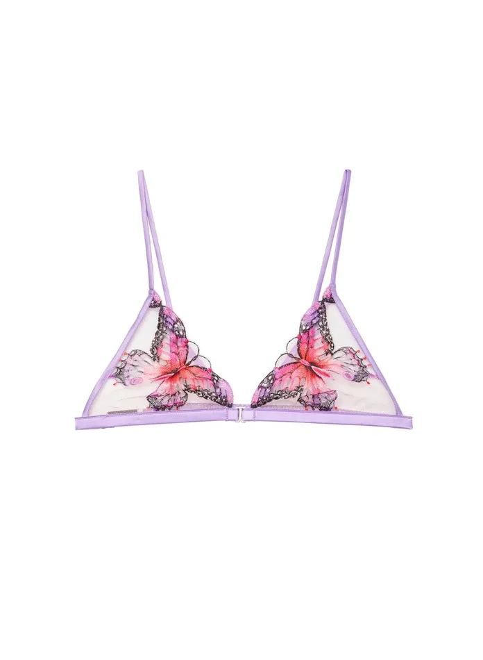 Fleur Du Mal Bras Women Butterfly Embroidery Triangle Bra Light Lilac Fleur Du Mal Bras Women Butterfly Embroidery Triangle Bra Light Lilac