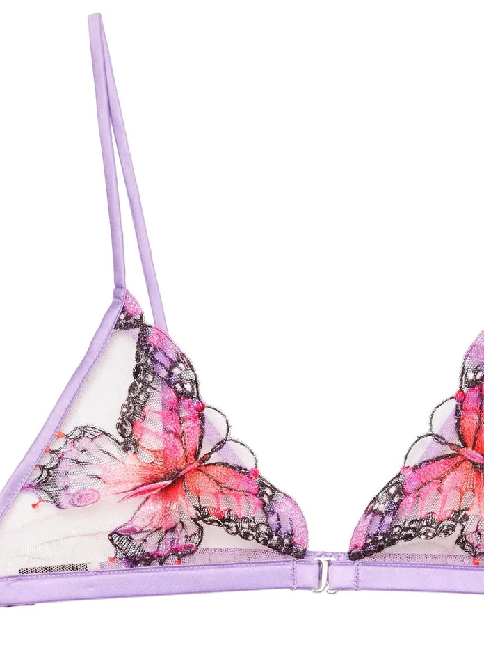 Fleur Du Mal Bras Women Butterfly Embroidery Triangle Bra Light Lilac Fleur Du Mal Bras Women Butterfly Embroidery Triangle Bra Light Lilac