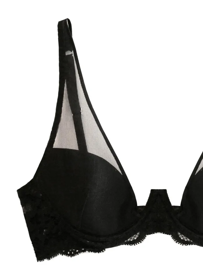 Fleur Du Mal Bras Women Charlotte Sheer Overlay Demi Bra Black Fleur Du Mal Bras Women Charlotte Sheer Overlay Demi Bra Black