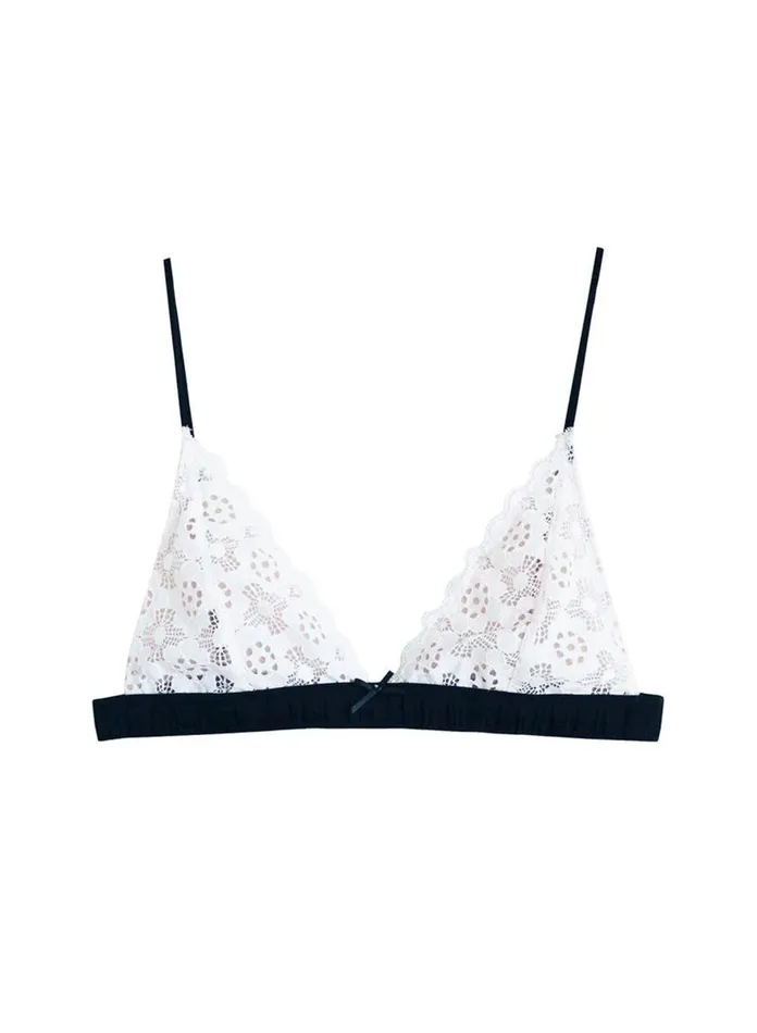 Fleur Du Mal Bras Women Crochet Lace Triangle Bra White