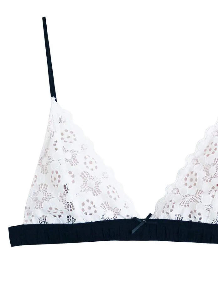 Fleur Du Mal Bras Women Crochet Lace Triangle Bra White Fleur Du Mal Bras Women Crochet Lace Triangle Bra White