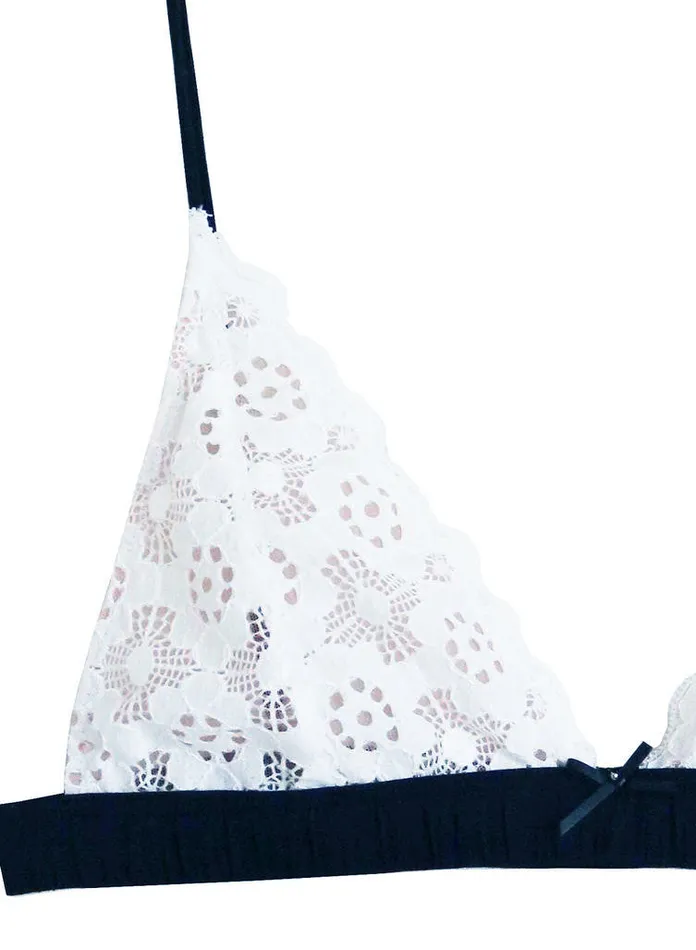 Fleur Du Mal Bras Women Crochet Lace Triangle Bra White Fleur Du Mal Bras Women Crochet Lace Triangle Bra White
