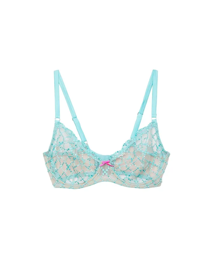 Fleur Du Mal Bras Women Fuller Cup Dotty Grid Demi Bra Bright Jade Fleur Du Mal Bras Women Fuller Cup Dotty Grid Demi Bra Bright Jade