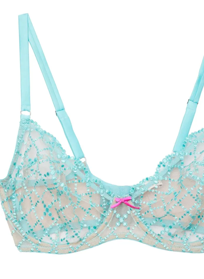 Fleur Du Mal Bras Women Fuller Cup Dotty Grid Demi Bra Bright Jade Fleur Du Mal Bras Women Fuller Cup Dotty Grid Demi Bra Bright Jade