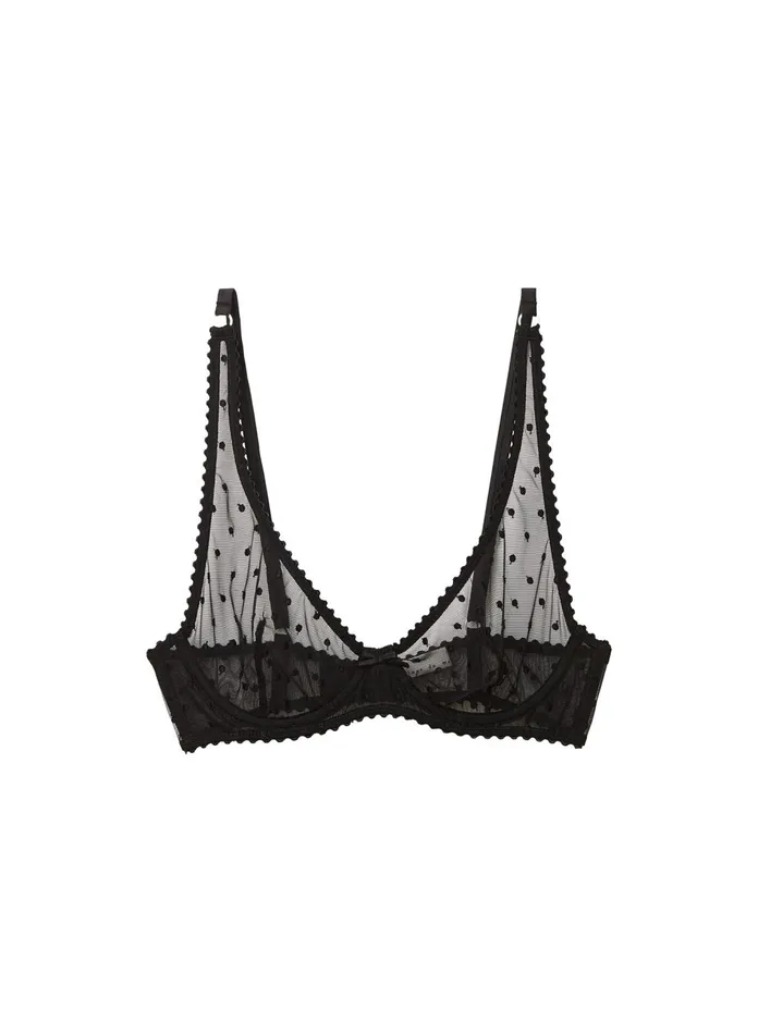 Fleur Du Mal Bras Women Fuller Cup Dotty Tulle Bra Black Fleur Du Mal Bras Women Fuller Cup Dotty Tulle Bra Black