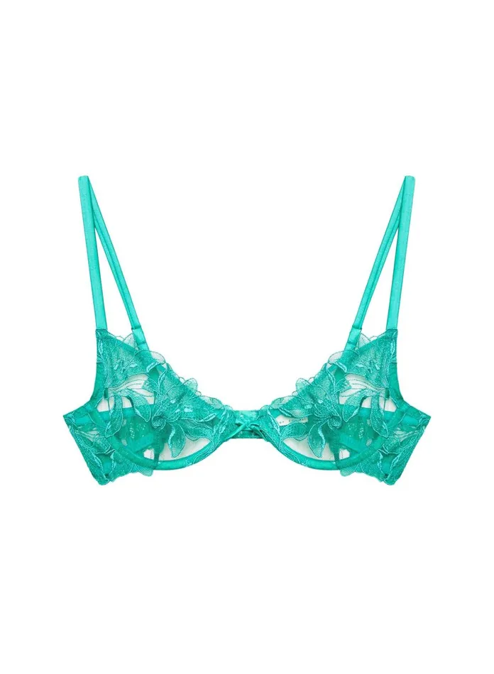 Fleur Du Mal Bras Women Fuller Cup Lily Embroidery Plunge Demi Bra Emerald Fleur Du Mal Bras Women Fuller Cup Lily Embroidery Plunge Demi Bra Emerald