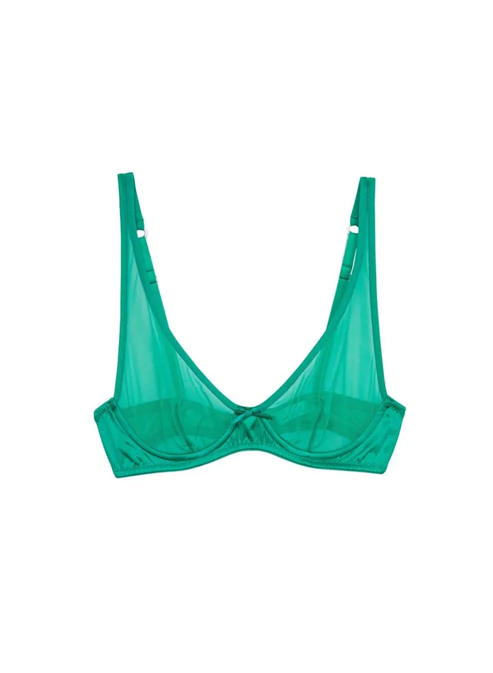 Fleur Du Mal Bras Women Fuller Cup Mesh Demi Bra Emerald