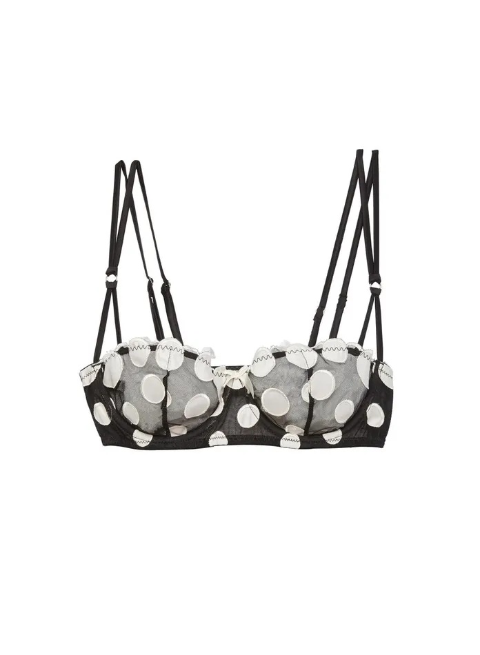 Fleur Du Mal Bras Women Fuller Cup Polka Dot Embroidery Balconette Bra Black Fleur Du Mal Bras Women Fuller Cup Polka Dot Embroidery Balconette Bra Black