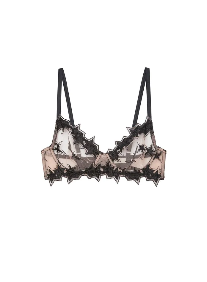 Fleur Du Mal Bras Women Fuller Cup Super Star Embroidery Demi Bra Black Fleur Du Mal Bras Women Fuller Cup Super Star Embroidery Demi Bra Black