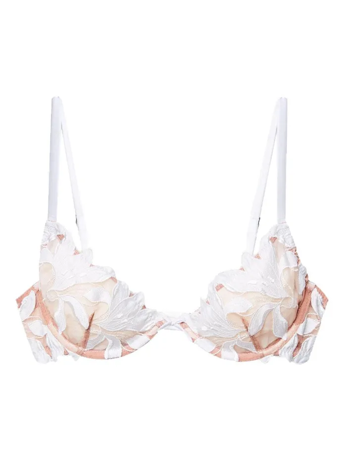 Fleur Du Mal Bras Women Lily Embroidery Plunge Demi Bra Ivory