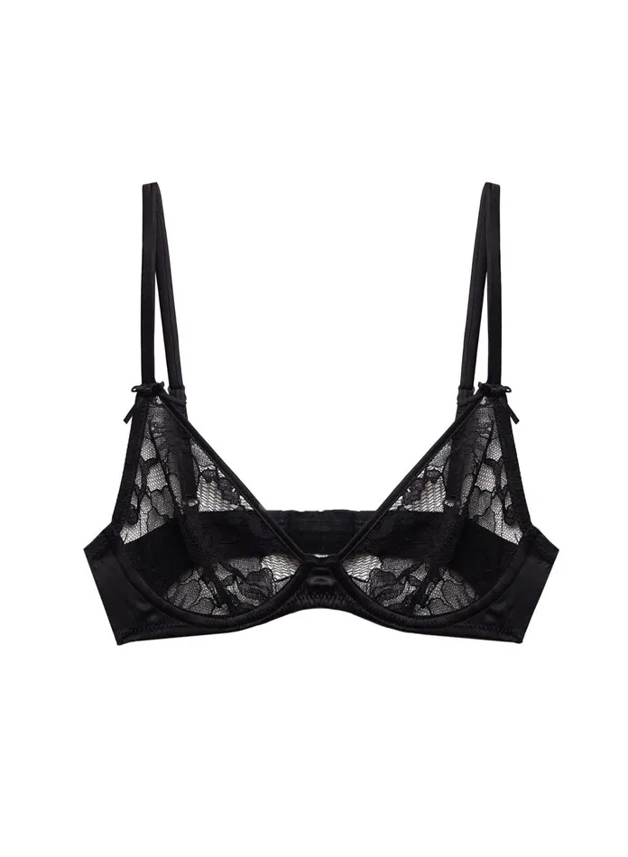 Fleur Du Mal Bras Women Magnolia Lace Unlined Demi Bra Black Fleur Du Mal Bras Women Magnolia Lace Unlined Demi Bra Black