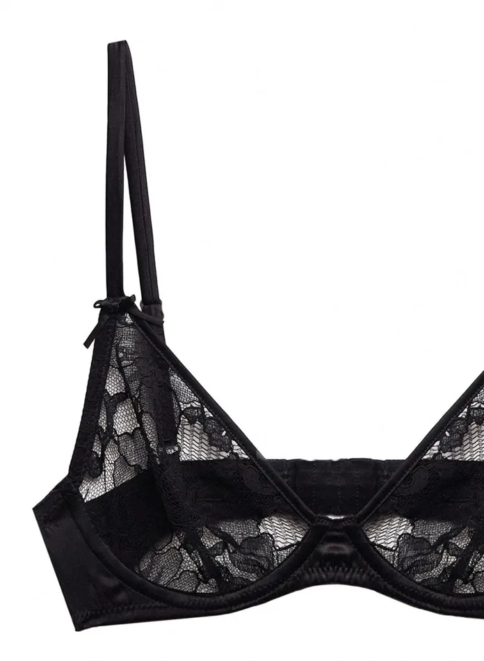 Fleur Du Mal Bras Women Magnolia Lace Unlined Demi Bra Black Fleur Du Mal Bras Women Magnolia Lace Unlined Demi Bra Black