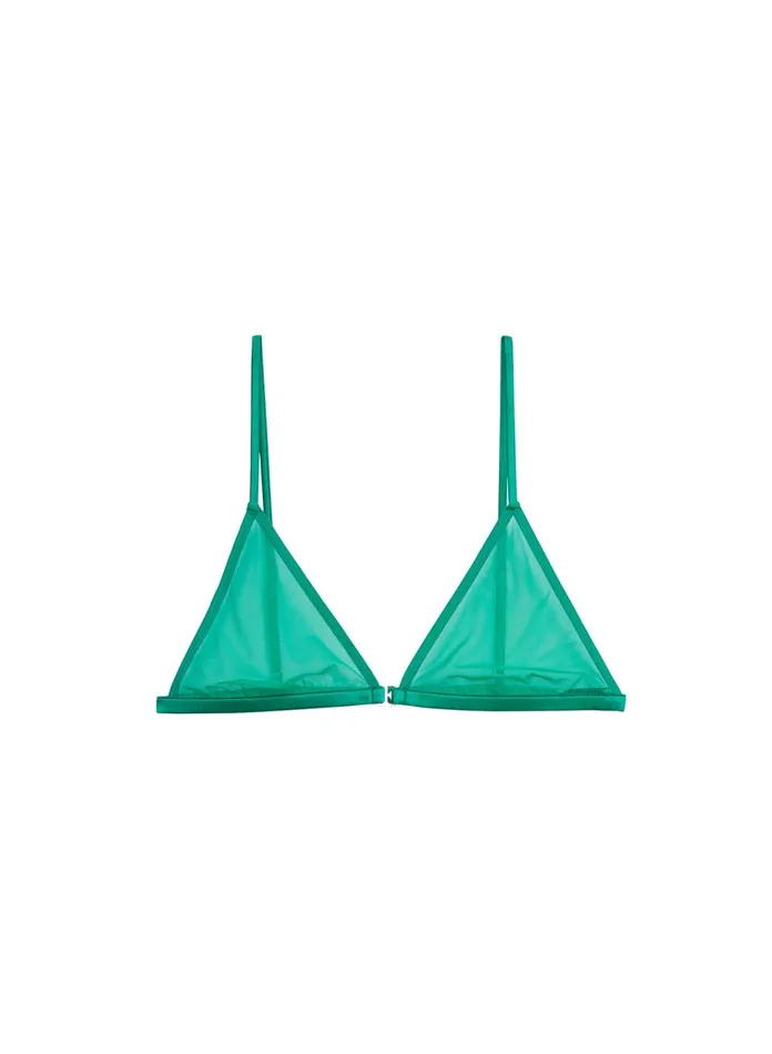 Fleur Du Mal Bras Women Mesh Triangle Bralette Emerald Fleur Du Mal Bras Women Mesh Triangle Bralette Emerald
