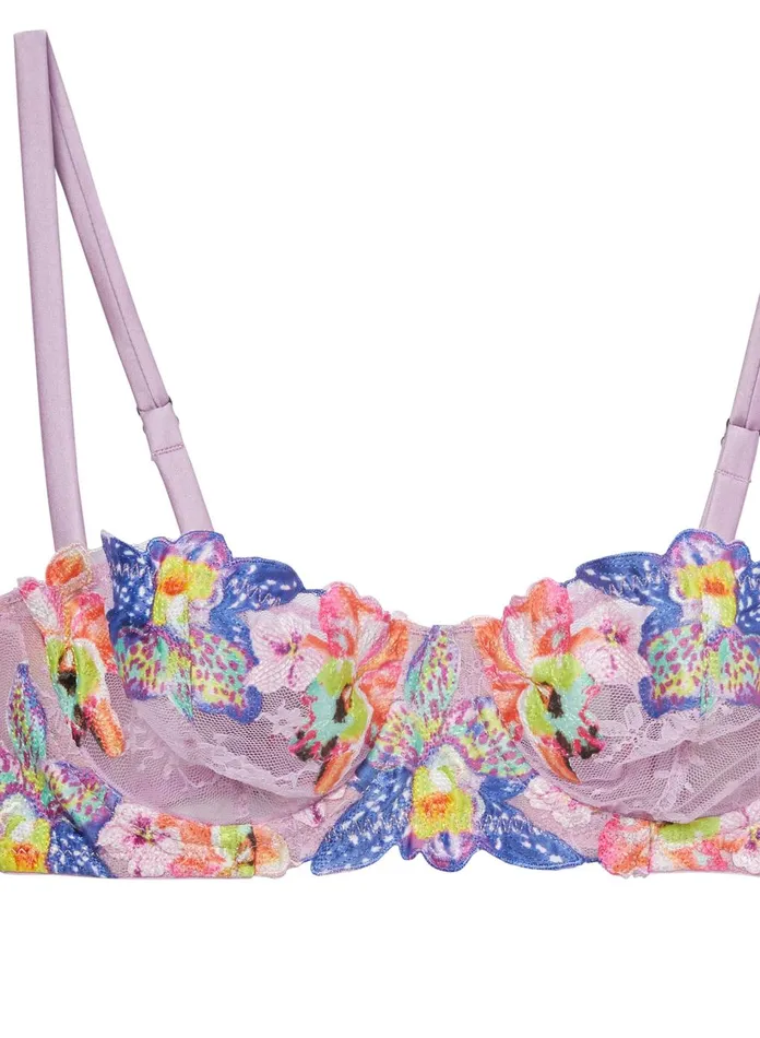 Fleur Du Mal Bras Women Orchid Embroidery Balconette Bra Wisteria Fleur Du Mal Bras Women Orchid Embroidery Balconette Bra Wisteria