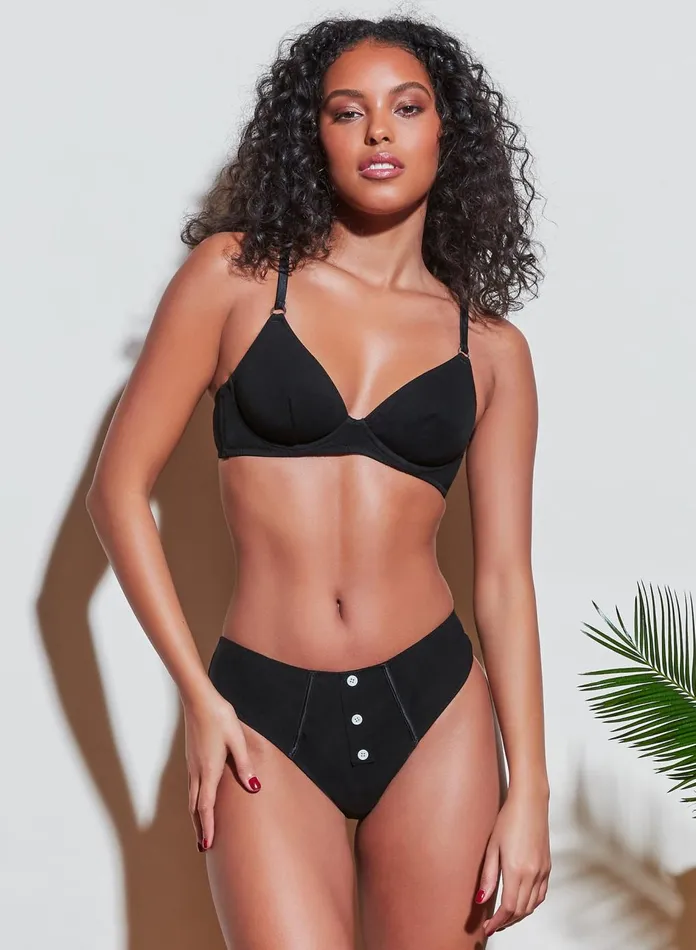 Fleur Du Mal Bras Women Organic Cotton Unlined Demi Bra Black