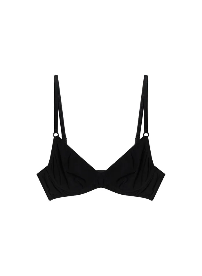 Fleur Du Mal Bras Women Organic Cotton Unlined Demi Bra Black Fleur Du Mal Bras Women Organic Cotton Unlined Demi Bra Black