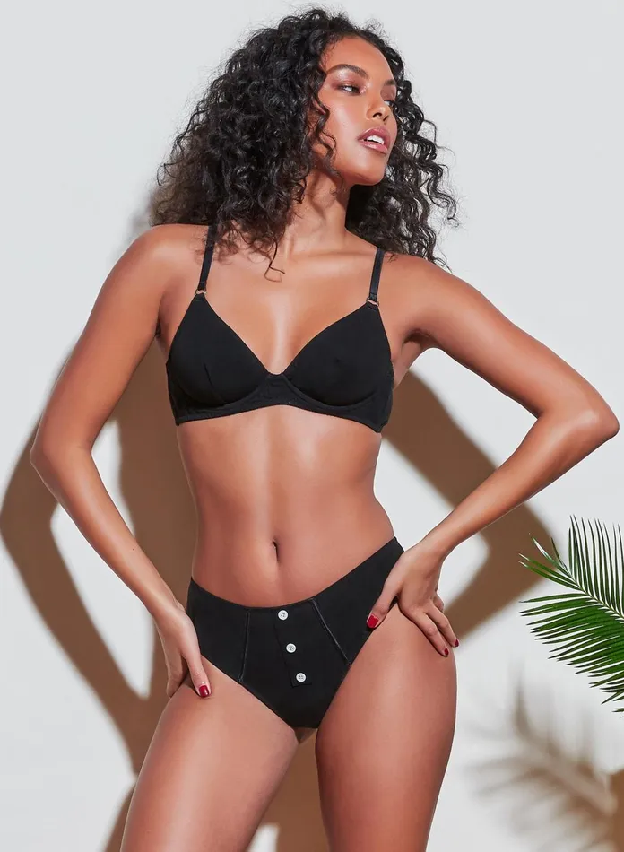 Fleur Du Mal Bras Women Organic Cotton Unlined Demi Bra Black Fleur Du Mal Bras Women Organic Cotton Unlined Demi Bra Black