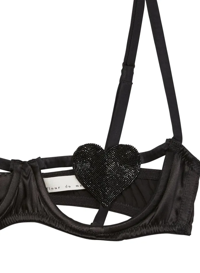 Fleur Du Mal Bras Women Queen Of Hearts Balconette Bra Black Fleur Du Mal Bras Women Queen Of Hearts Balconette Bra Black