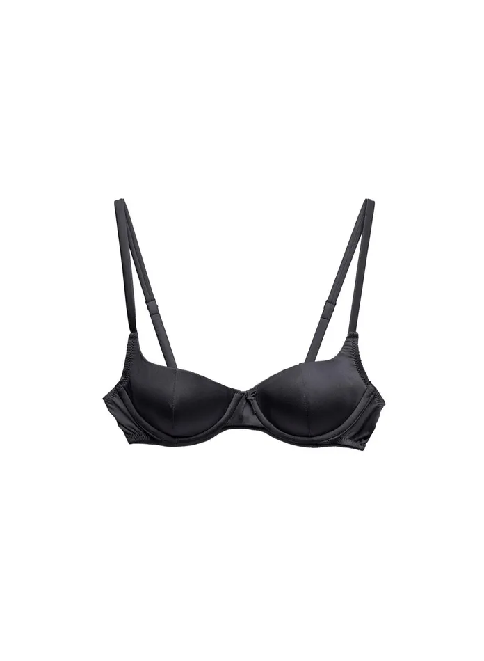 Fleur Du Mal Bras Women Satin Luxe Balconette Bra Black Fleur Du Mal Bras Women Satin Luxe Balconette Bra Black