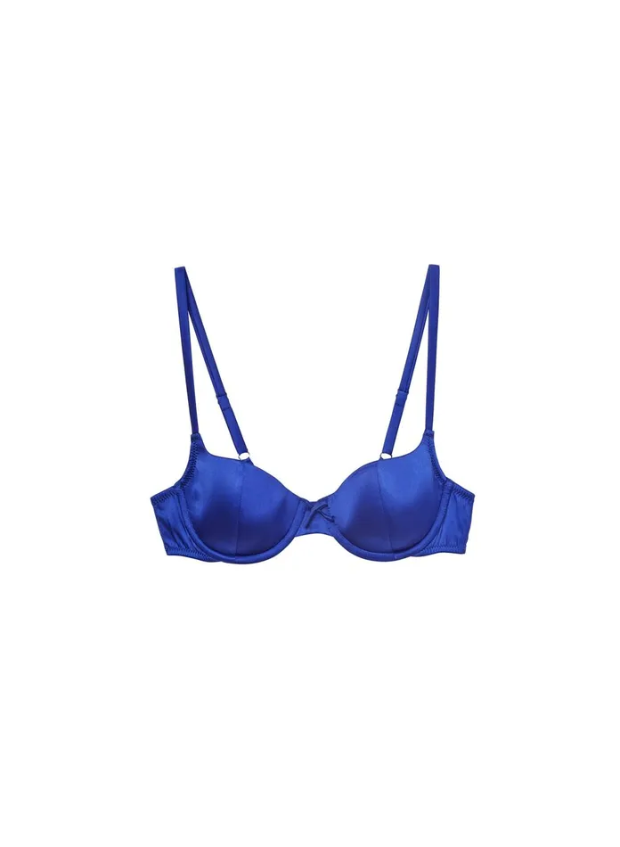 Fleur Du Mal Bras Women Satin Luxe Balconette Bra Electric Blue Fleur Du Mal Bras Women Satin Luxe Balconette Bra Electric Blue