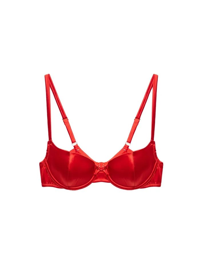 Fleur Du Mal Bras Women Satin Luxe Balconette Bra Rouge Fleur Du Mal Bras Women Satin Luxe Balconette Bra Rouge