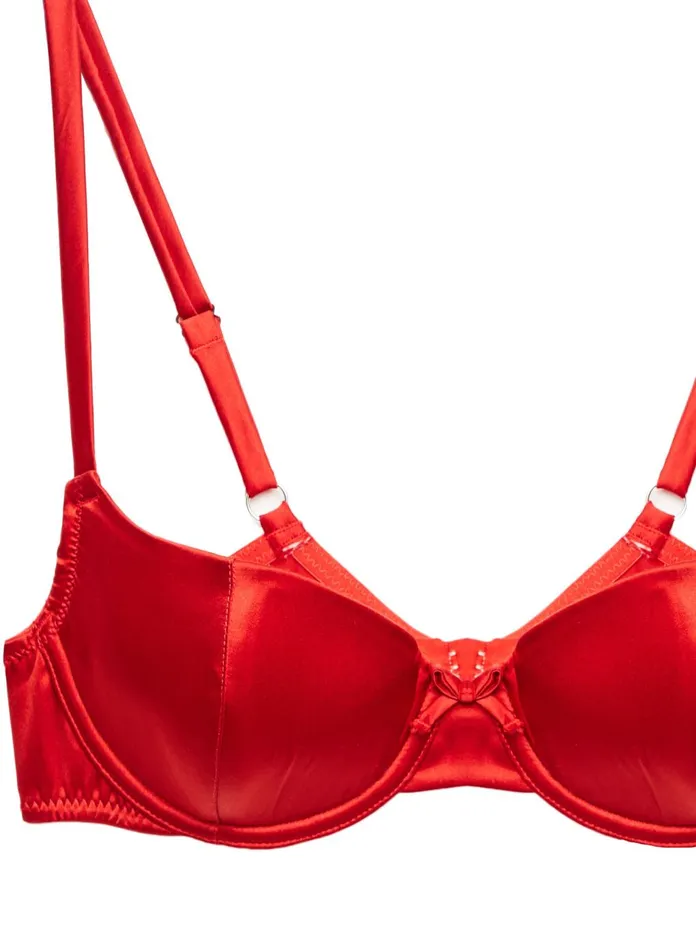 Fleur Du Mal Bras Women Satin Luxe Balconette Bra Rouge Fleur Du Mal Bras Women Satin Luxe Balconette Bra Rouge