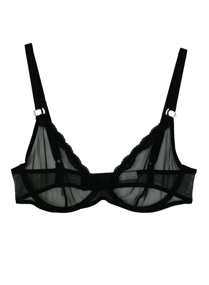 Fleur Du Mal Bras Women Sheer Tulle Demi Bra Black