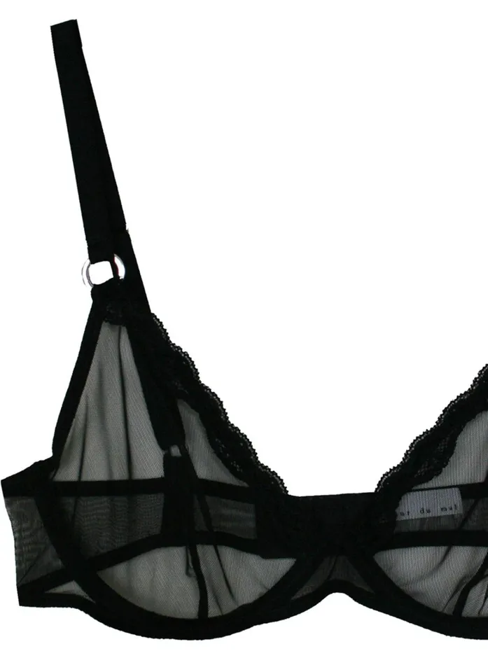 Fleur Du Mal Bras Women Sheer Tulle Demi Bra Black