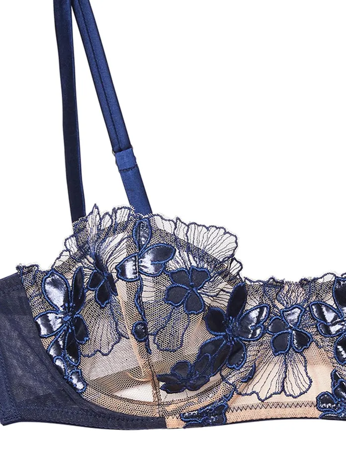 Fleur Du Mal Bras Women Violet Balconette Bra Nighttime Blue Fleur Du Mal Bras Women Violet Balconette Bra Nighttime Blue