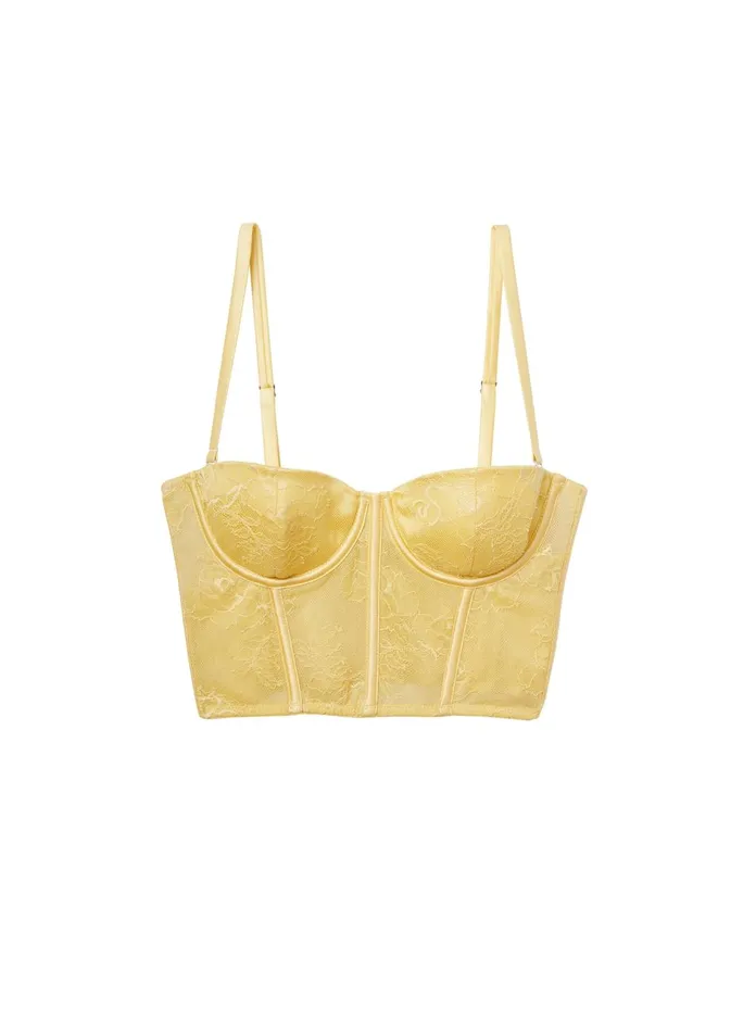 Fleur Du Mal Bustiers and Bra Tops Women Bouquet Lace Bustier Top Daffodil Fleur Du Mal Bustiers and Bra Tops Women Bouquet Lace Bustier Top Daffodil
