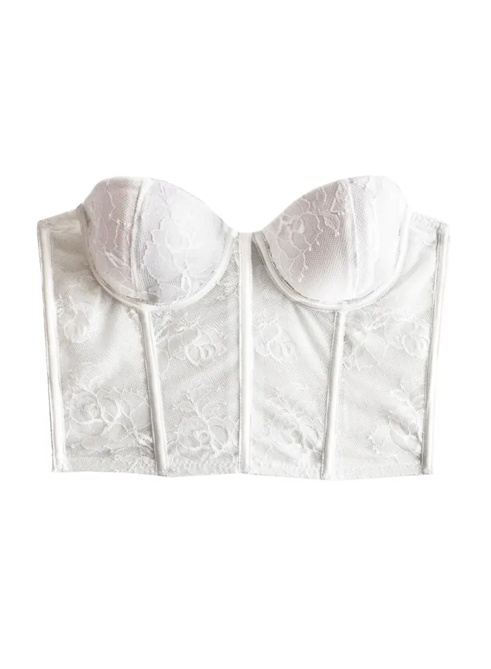 Fleur Du Mal Bustiers and Bra Tops Women Bouquet Lace Bustier Top Snow Fleur Du Mal Bustiers and Bra Tops Women Bouquet Lace Bustier Top Snow