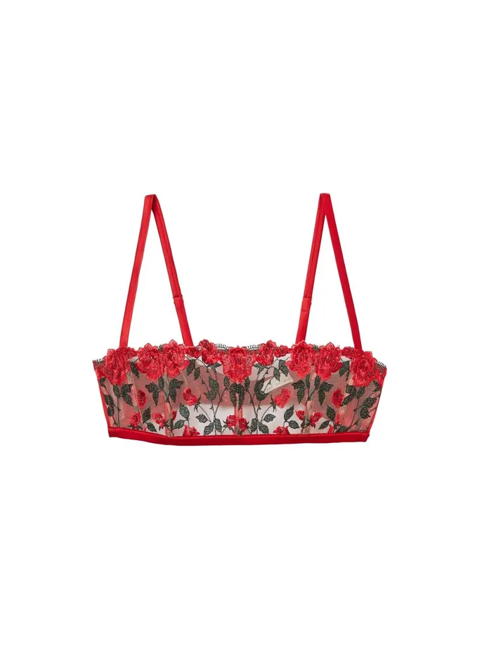Fleur Du Mal Bustiers and Bra Tops Women Roses and Thorns Boned Bralette Rouge Fleur Du Mal Bustiers and Bra Tops Women Roses and Thorns Boned Bralette Rouge