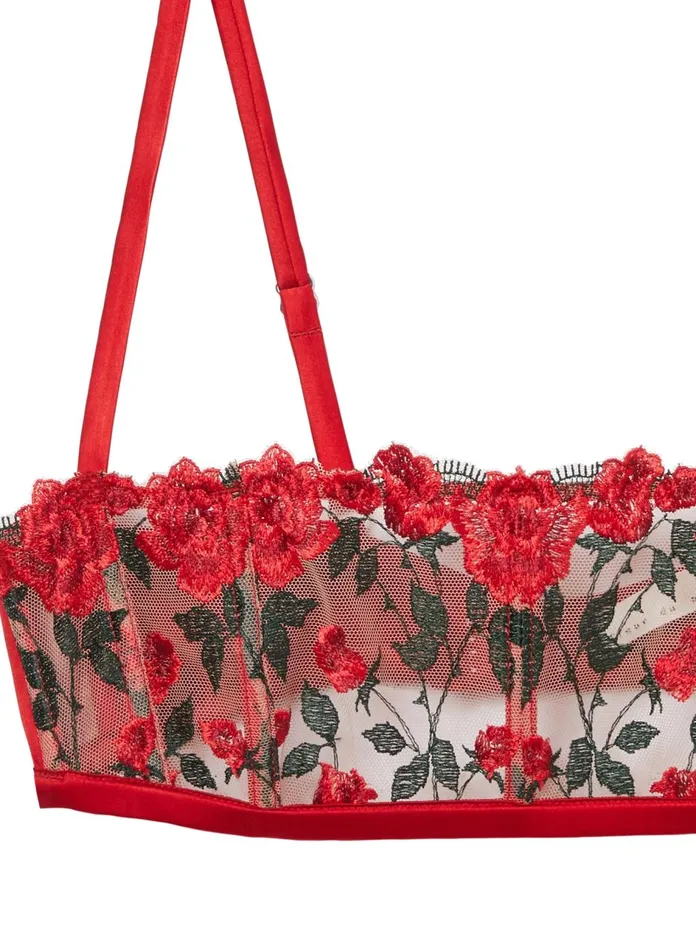 Fleur Du Mal Bustiers and Bra Tops Women Roses and Thorns Boned Bralette Rouge Fleur Du Mal Bustiers and Bra Tops Women Roses and Thorns Boned Bralette Rouge