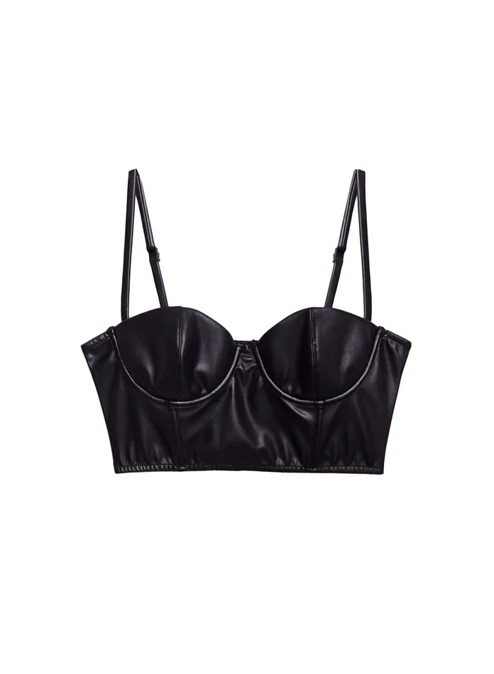Fleur Du Mal Bustiers and Bra Tops Women Vegan Leather Bustier Black Fleur Du Mal Bustiers and Bra Tops Women Vegan Leather Bustier Black