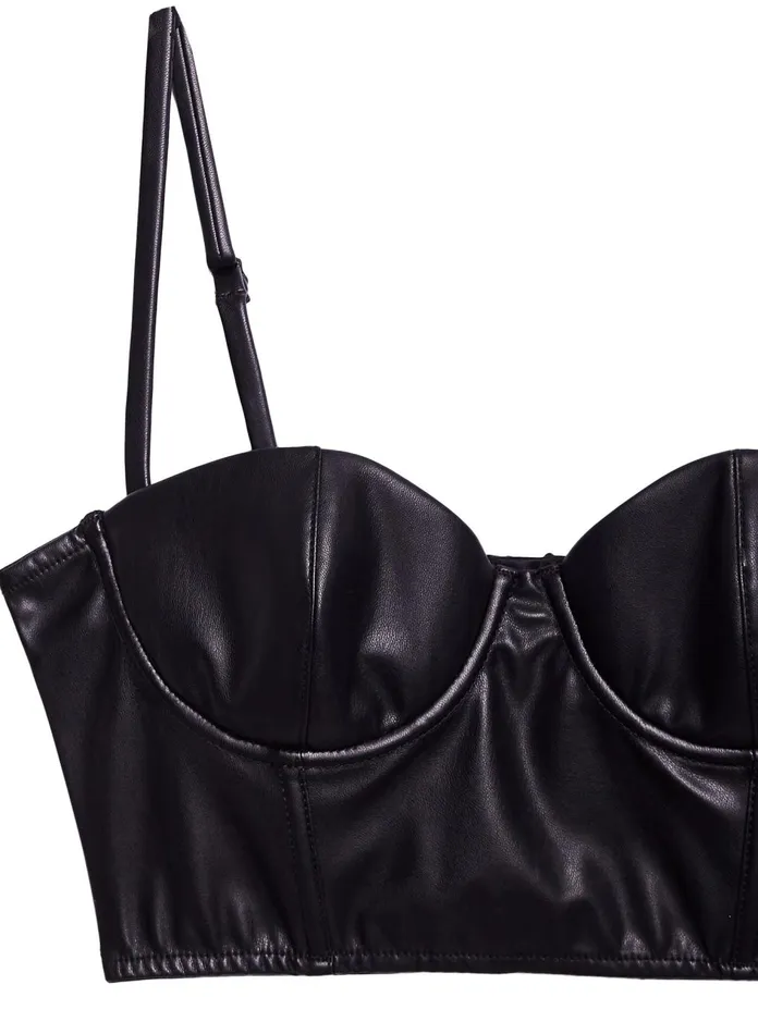 Fleur Du Mal Bustiers and Bra Tops Women Vegan Leather Bustier Black Fleur Du Mal Bustiers and Bra Tops Women Vegan Leather Bustier Black